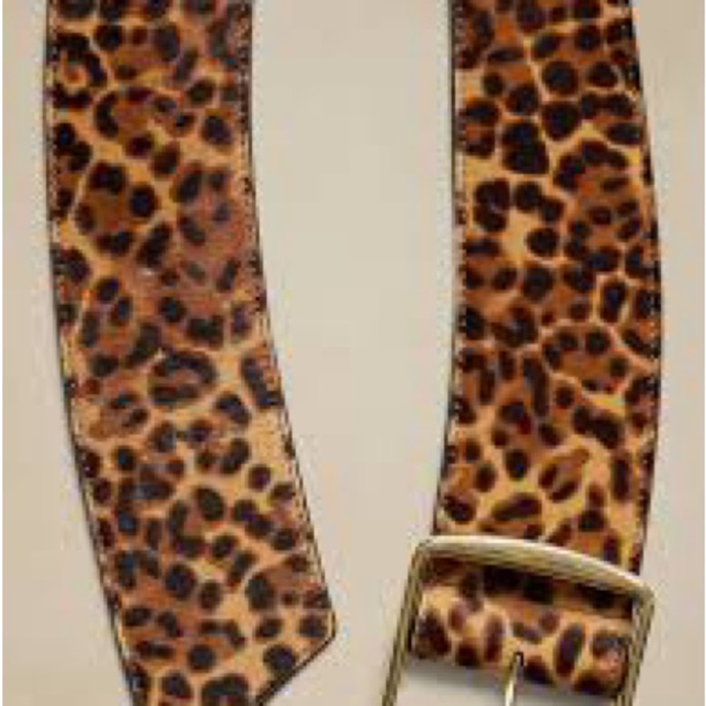 Leopard Print Belt with Gold Buckle
